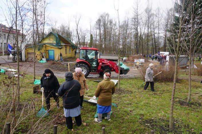 В рамках месячника по благоустройству в Колпинском районе убрано 83% территорий