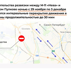 Движение по трассе М-11 в районе Шушар ограничат для строительства транспортной развязки